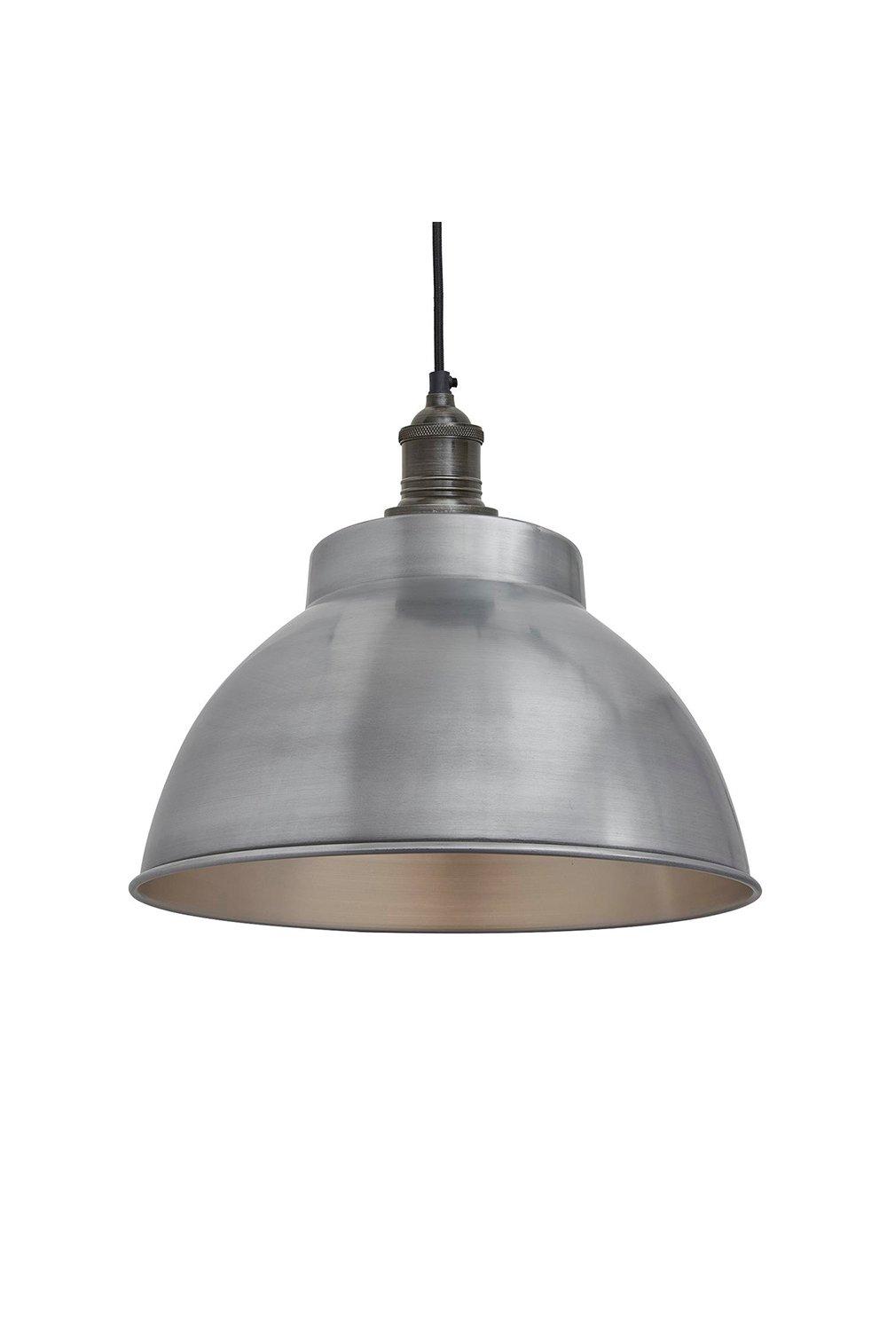 Brooklyn Dome Pendant, 13 Inch, Light Pewter, Pewter Holder